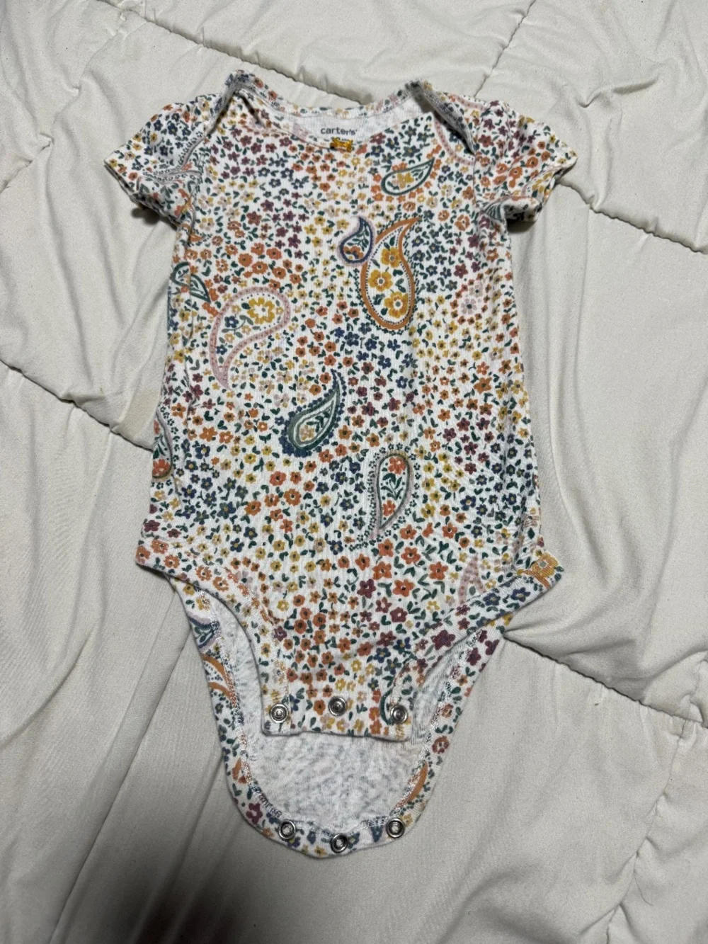 Carters Paisley Patterned 12 Month Short Sleeve One Piece Multi Colored
